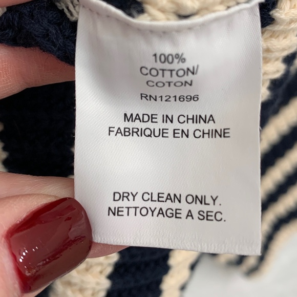 Demylee  Olyvia Stripe Turtleneck Chunky Sweater in Navy/Neutral Sz S - Picture 8 of 9